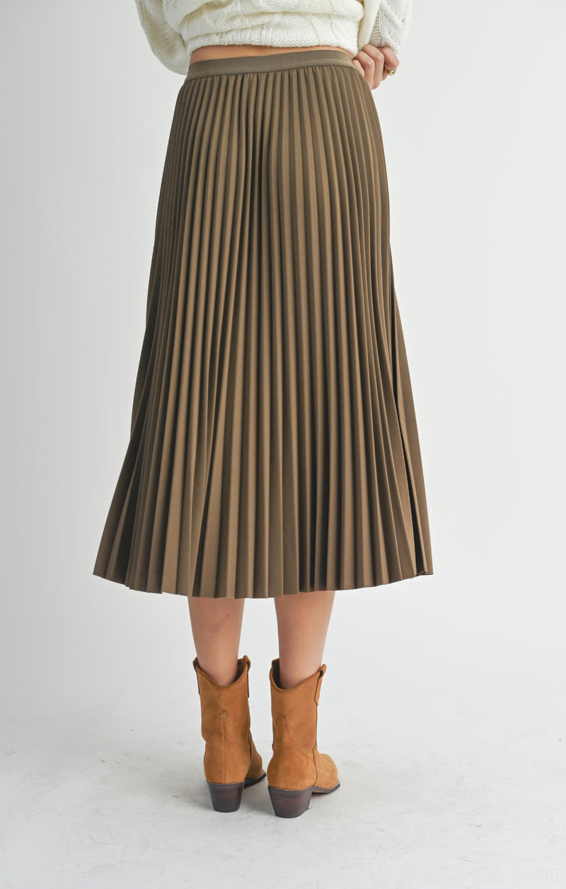 Full of Charm Pleated Midi Skirt, Brown