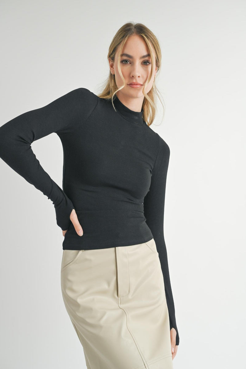 Ronan Turtleneck Knit Top, Black