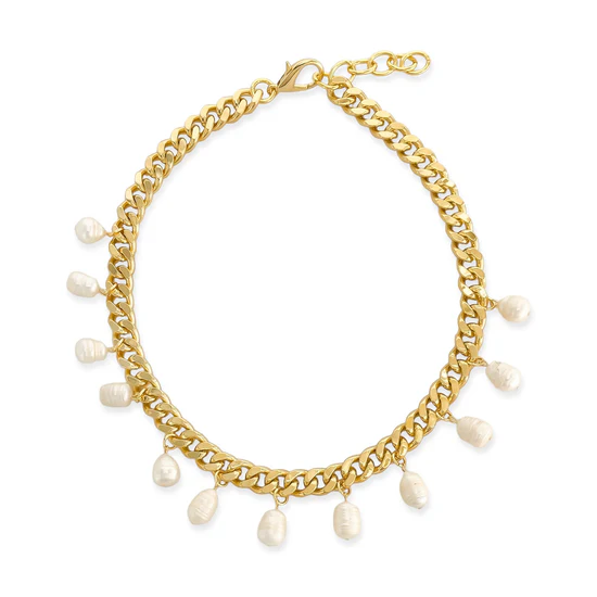 Genuine Pearl Necklace, Gold