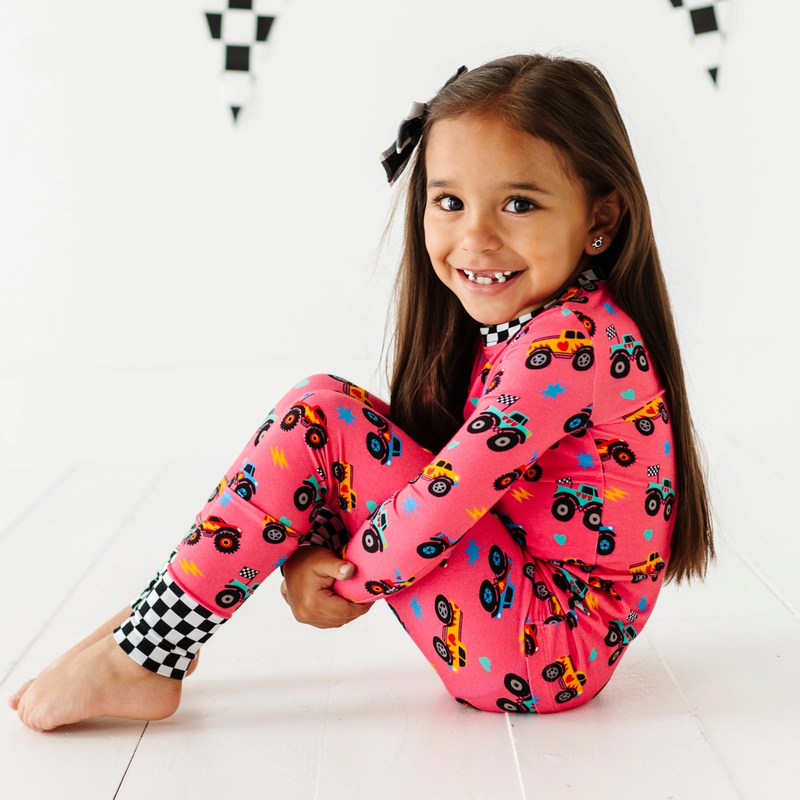 Pink Monster Trucks Kids Pajamas