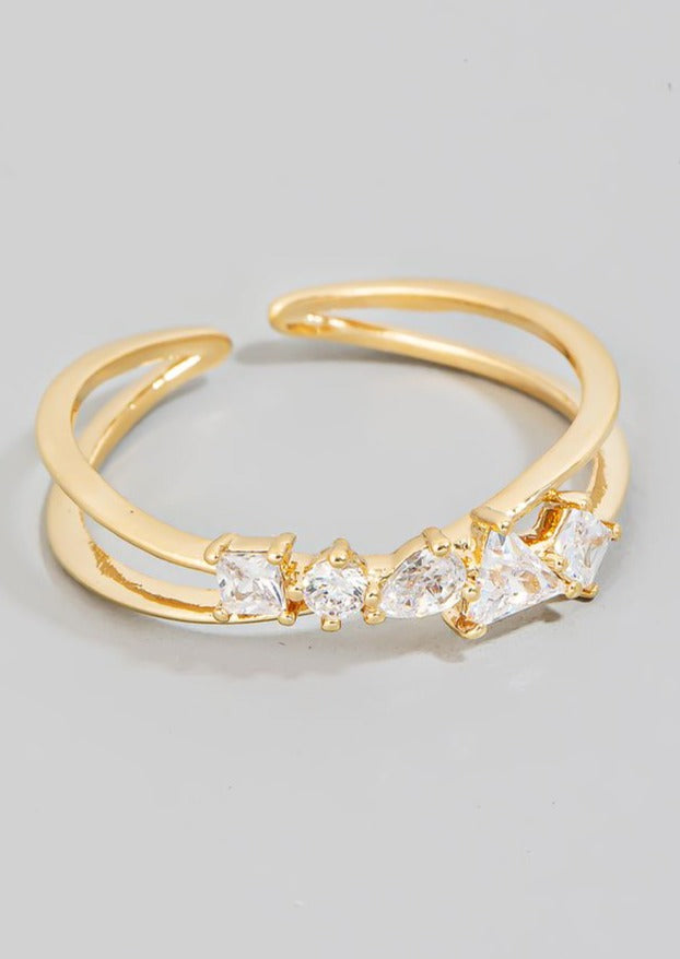 Mixed Stud Open Ring, Gold