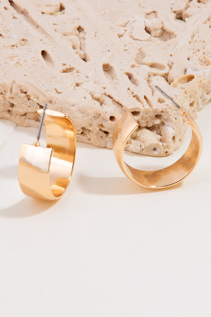 Wide Metallic Hoop Earrings, Gold