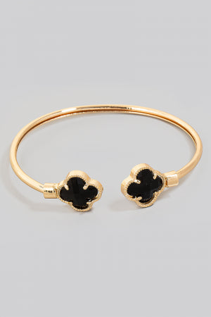 Clover Ends Cuff Bracelet, Black