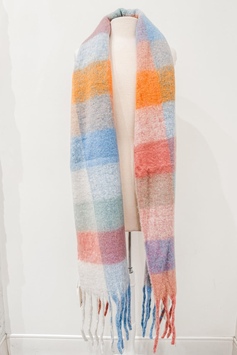 Cozy Checkered Scarf, Pastel