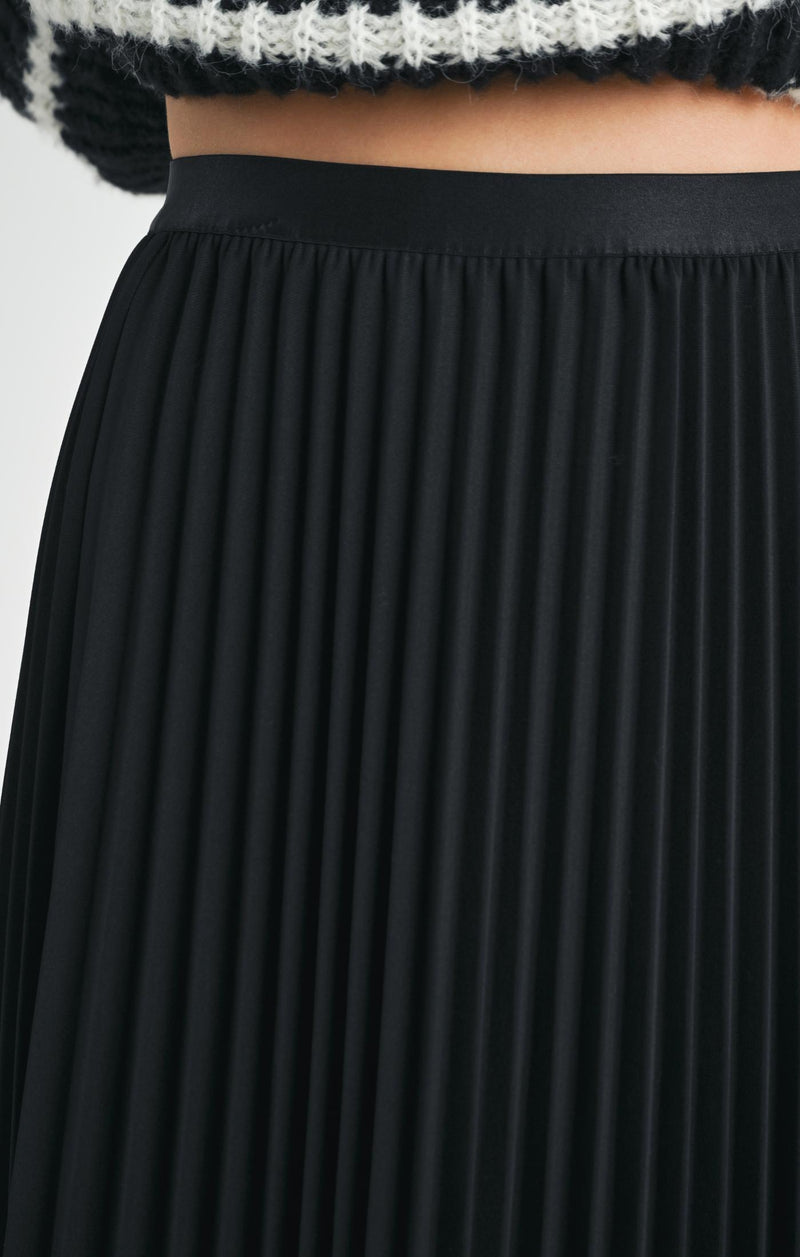 Full of Charm Pleated Midi Skirt, Black