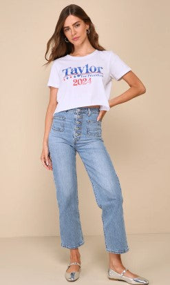 Vote for Taylor Crop Tee, White