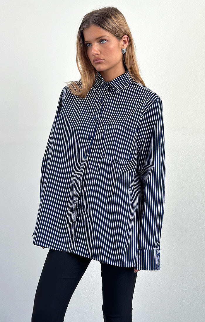 Turner Stripe Long Sleeve Shirt, Blue