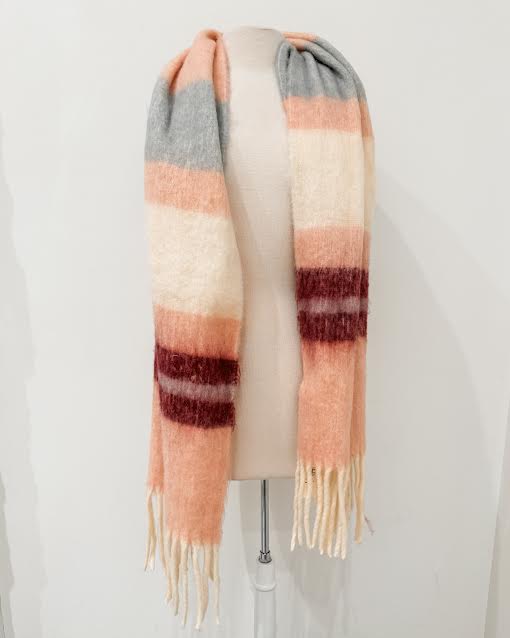 Cozy Stripe Scarf, Pink