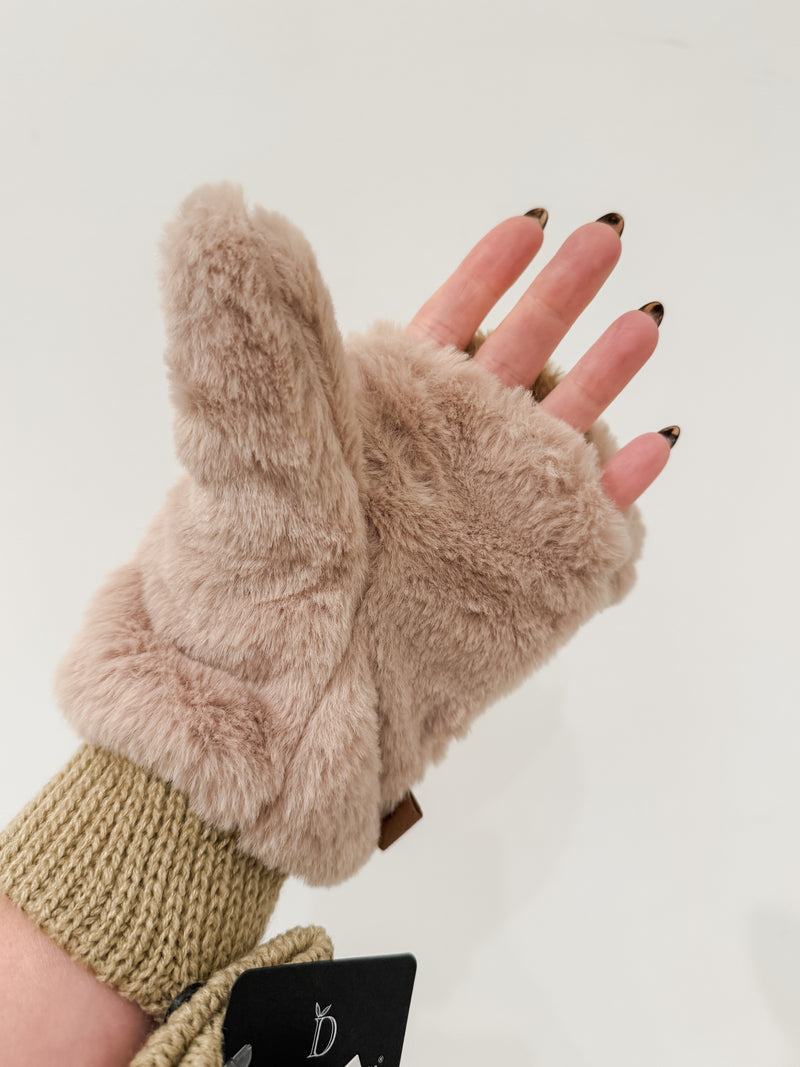 Solid Faux Fur Mittens