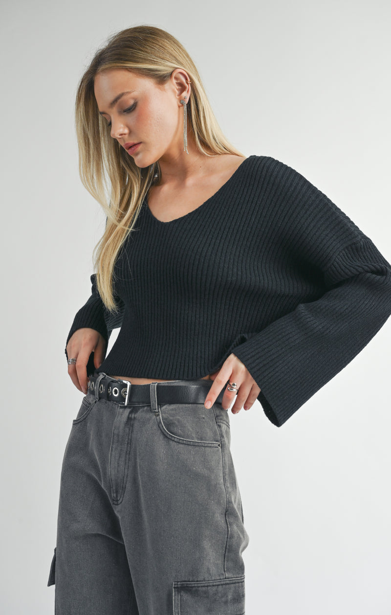 Julia V Neck Sweater, Black