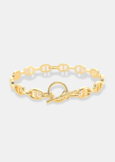 Mariner Chain Toggle Bangle Bracelet, Gold