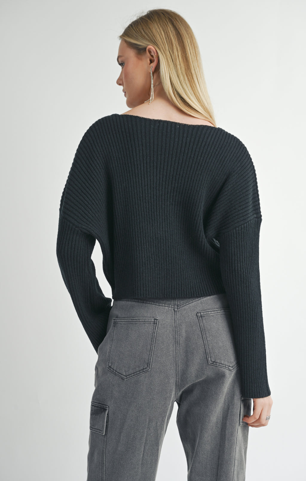 Julia V Neck Sweater, Black