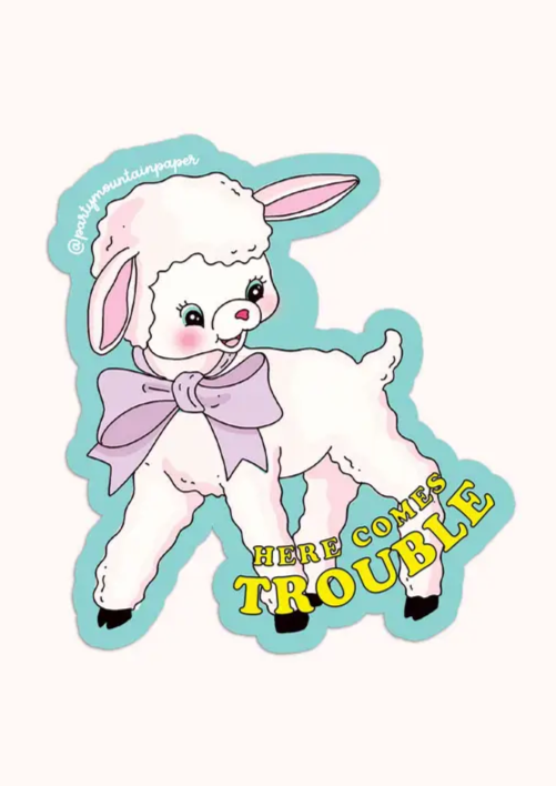 Here Comes Trouble Lamb Sticker