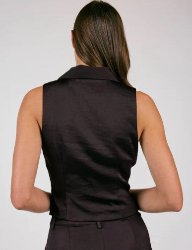 Culture Double Breasted Satin Vest, Midnight Plum