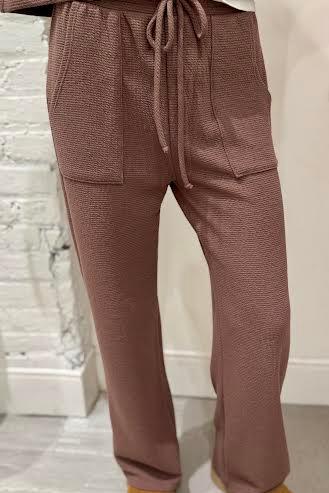 Drawstring Knit Bottoms, Brown