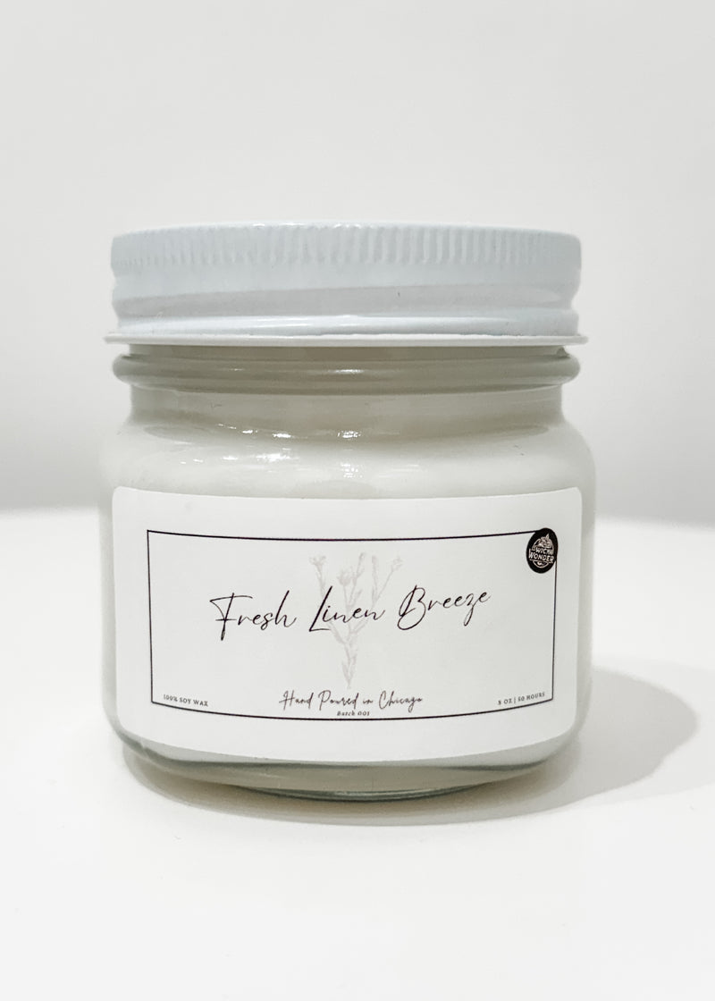 8 oz Candle, Fresh Linen Breeze