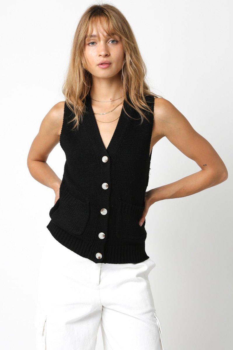 Buttowndown Sweater Vest, Black