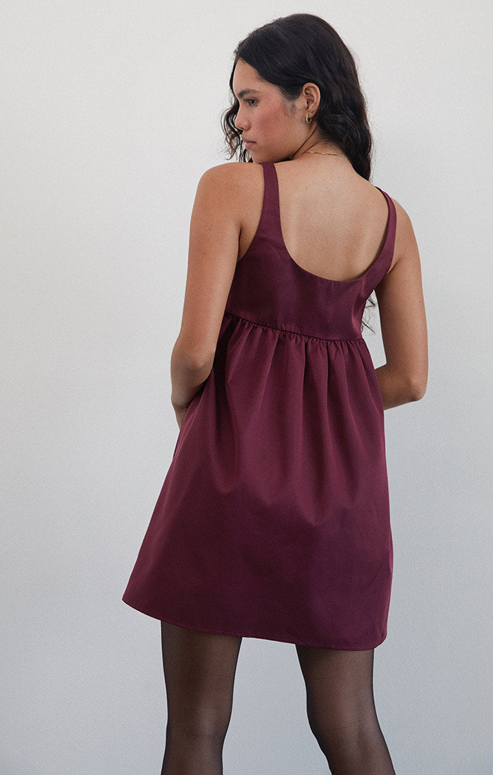 Marona Babydoll Dress, Dark Berry