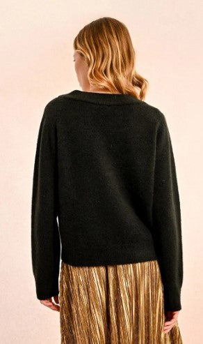 Knit Button Up Cardigan, Black