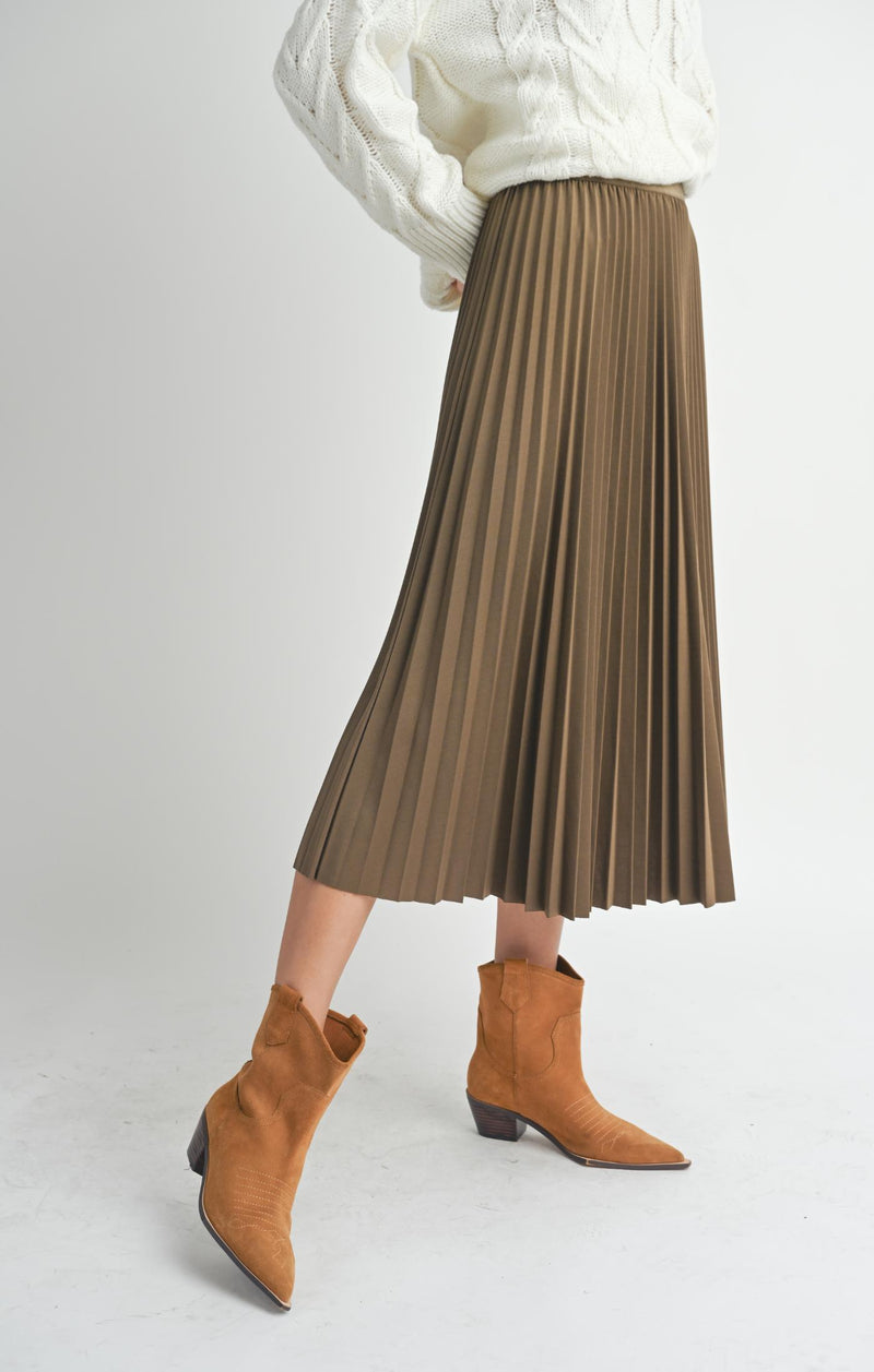 Full of Charm Pleated Midi Skirt, Brown