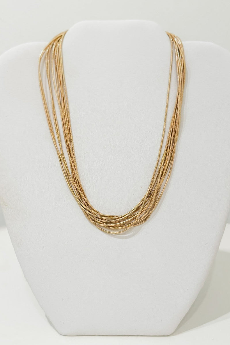 10 Multi Strand Chain Necklace, Gold