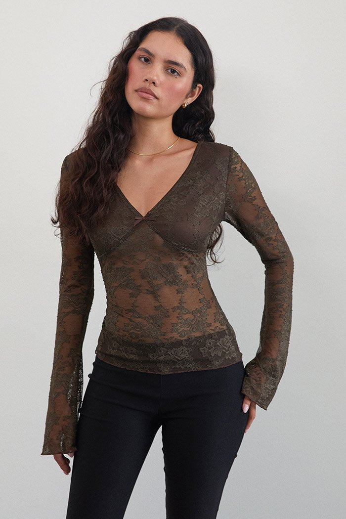 Orphee Lace Top, Brown