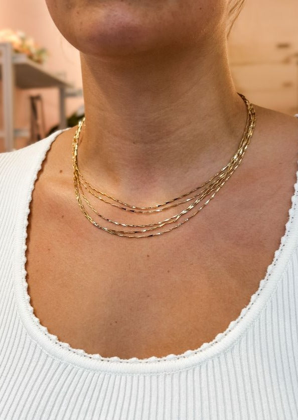 Muti-layered Bar Chain Necklace, Gold