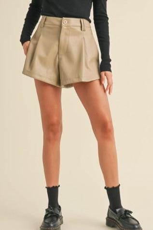 Pleather Shorts, Sand