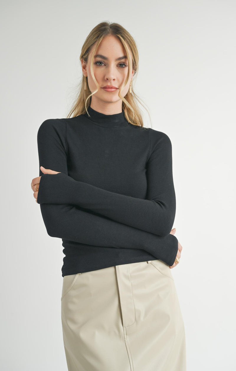 Ronan Turtleneck Knit Top, Black