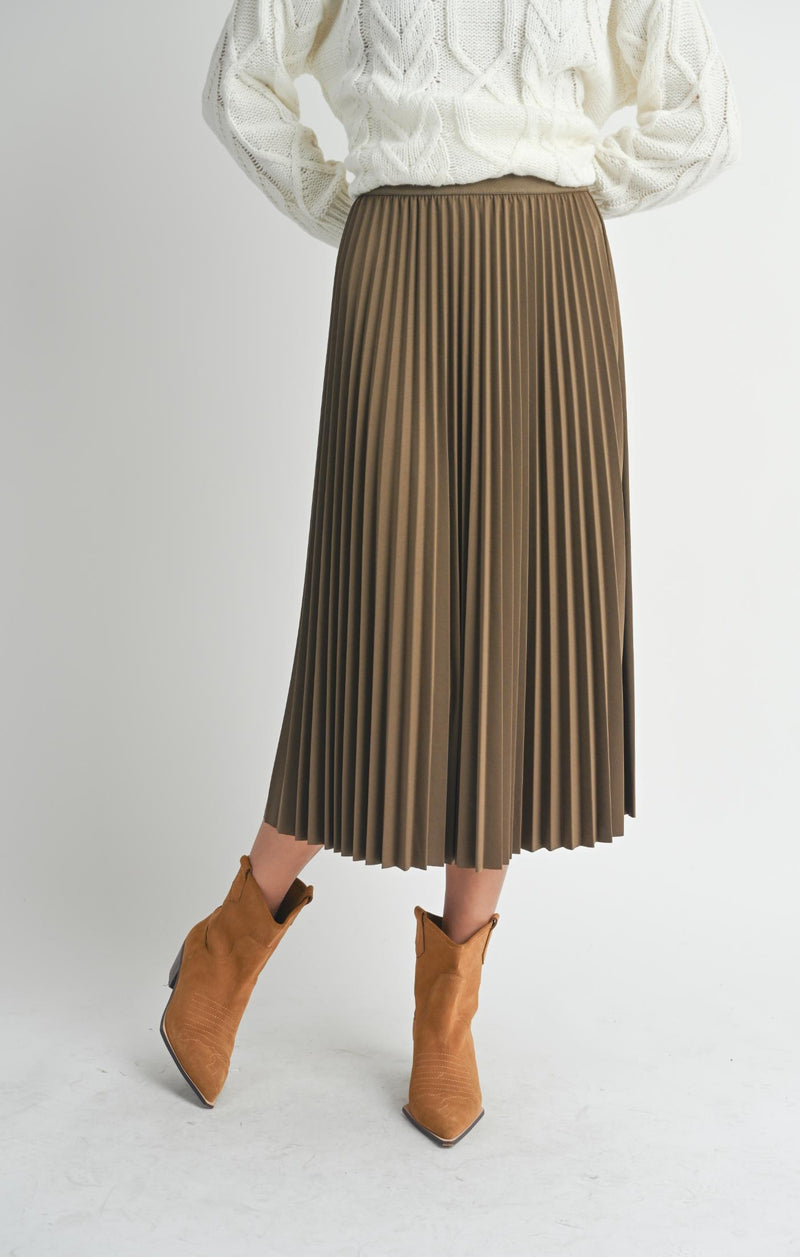 Full of Charm Pleated Midi Skirt, Brown