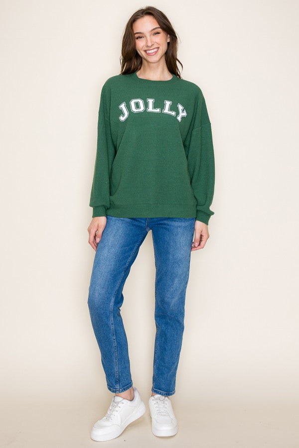 Jolly Cloudy Knit Sweater, Green