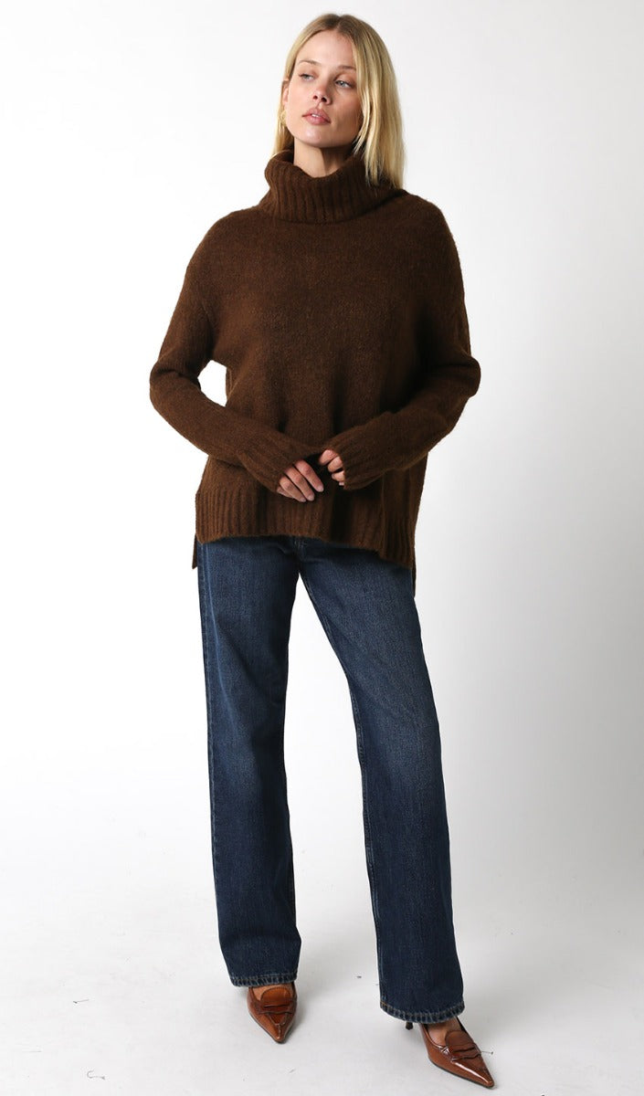 Cozy Turtleneck Sweater, Coffee Bean