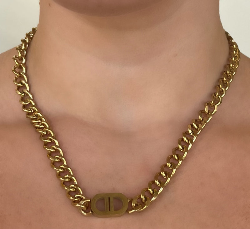 Riad Link Collar Necklace, Gold