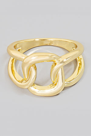 Metallic Looped Square Band Ring, Gold