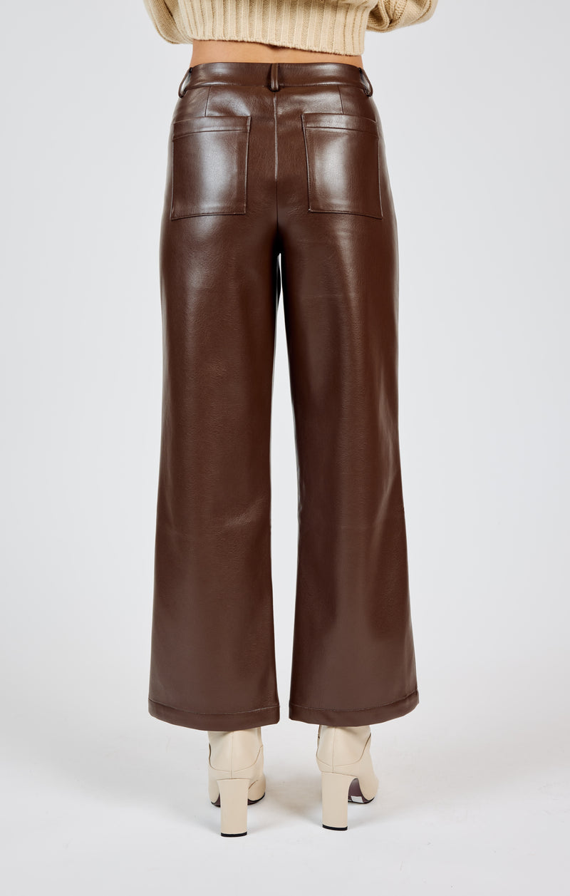 Night Vision Faux Leather Pants, Brown