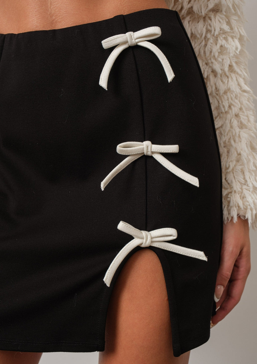 Bow Detail Mini Skirt, Black