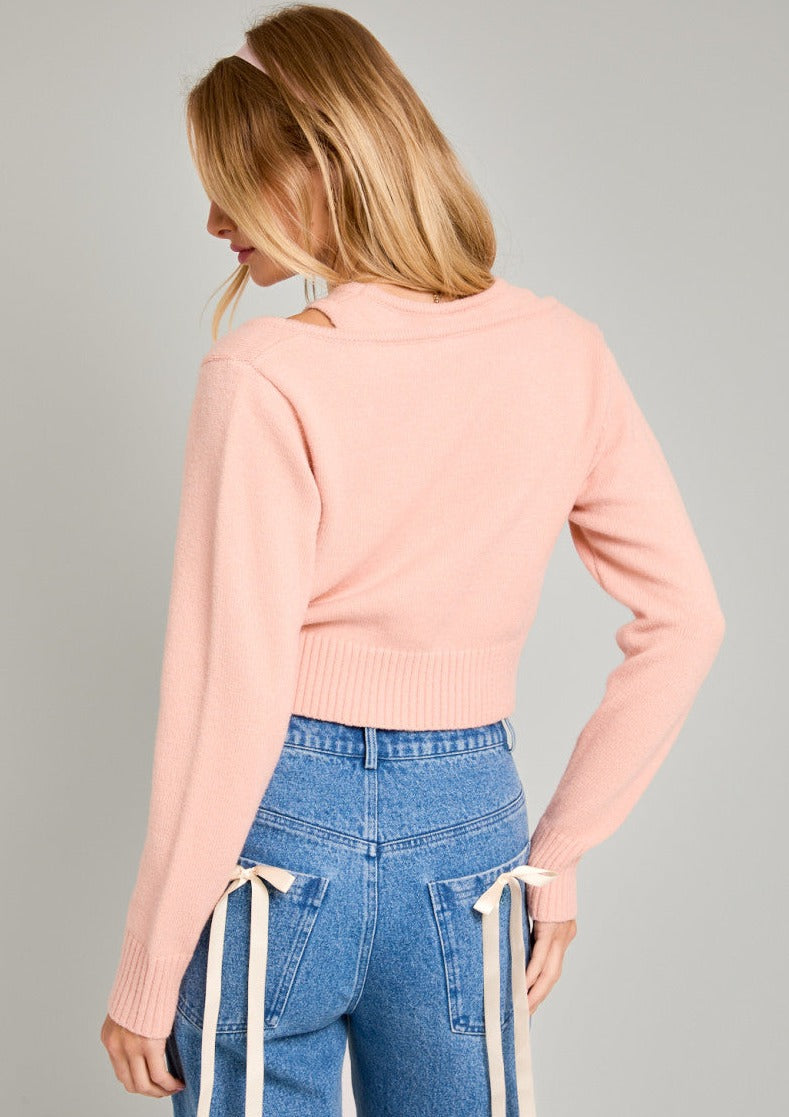 Double Layer Detail Sweater Top, Peach