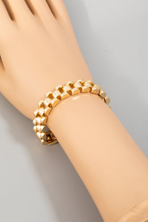 Metallic Rounded Watch Chain Bracelet, Gold