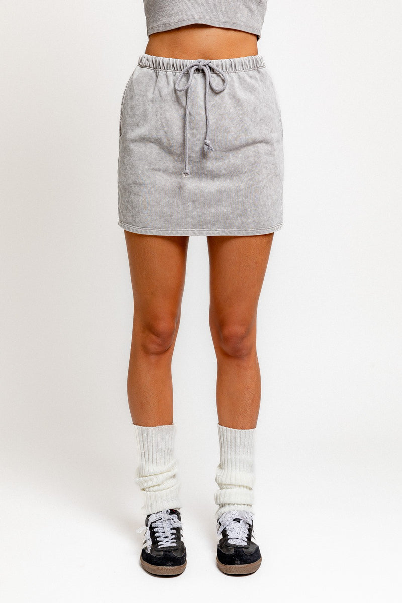 High Waist Sweat Mini Skirt, Grey