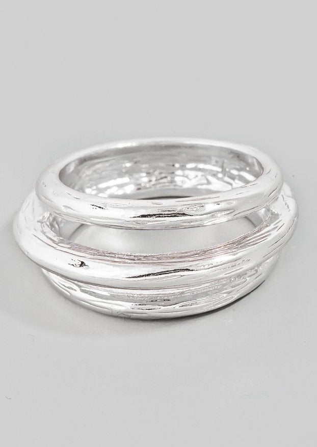 Solid Layered Metallic Band, Silver