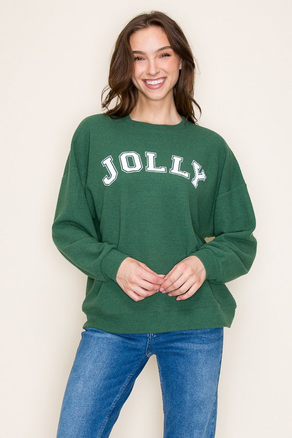 Jolly Cloudy Knit Sweater, Green