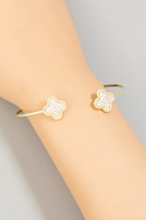 Gold Dipped Pave Clover Bracelet, Gold