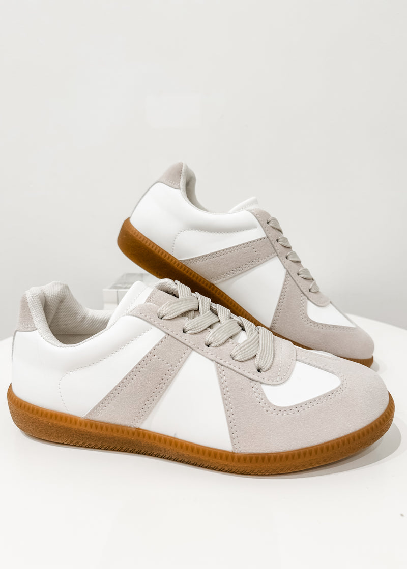 Two Tone Sneaker, White/Beige