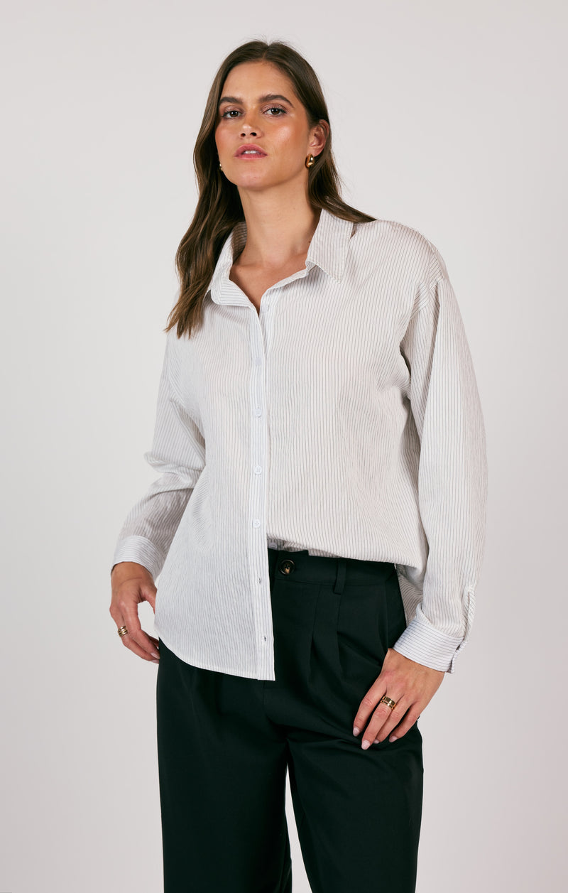 Soft Soul Button Down Shirt, White/Black