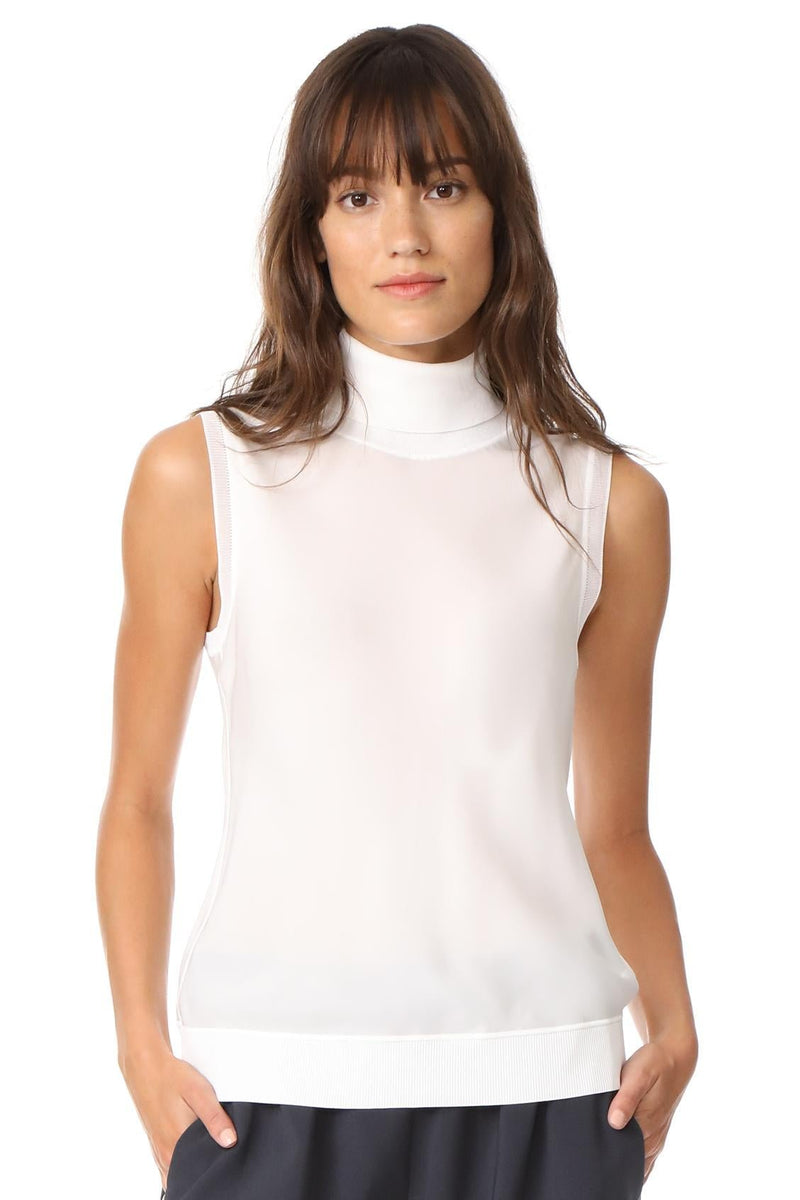 Sleeveless Turtleneck Tank Top, Off White