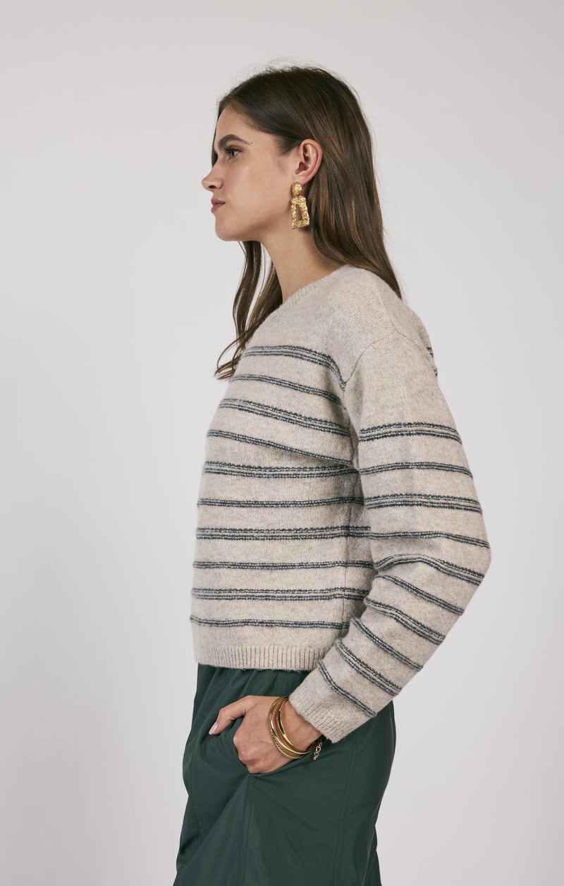 Open Windows Stripe Sweater, Grey Multi