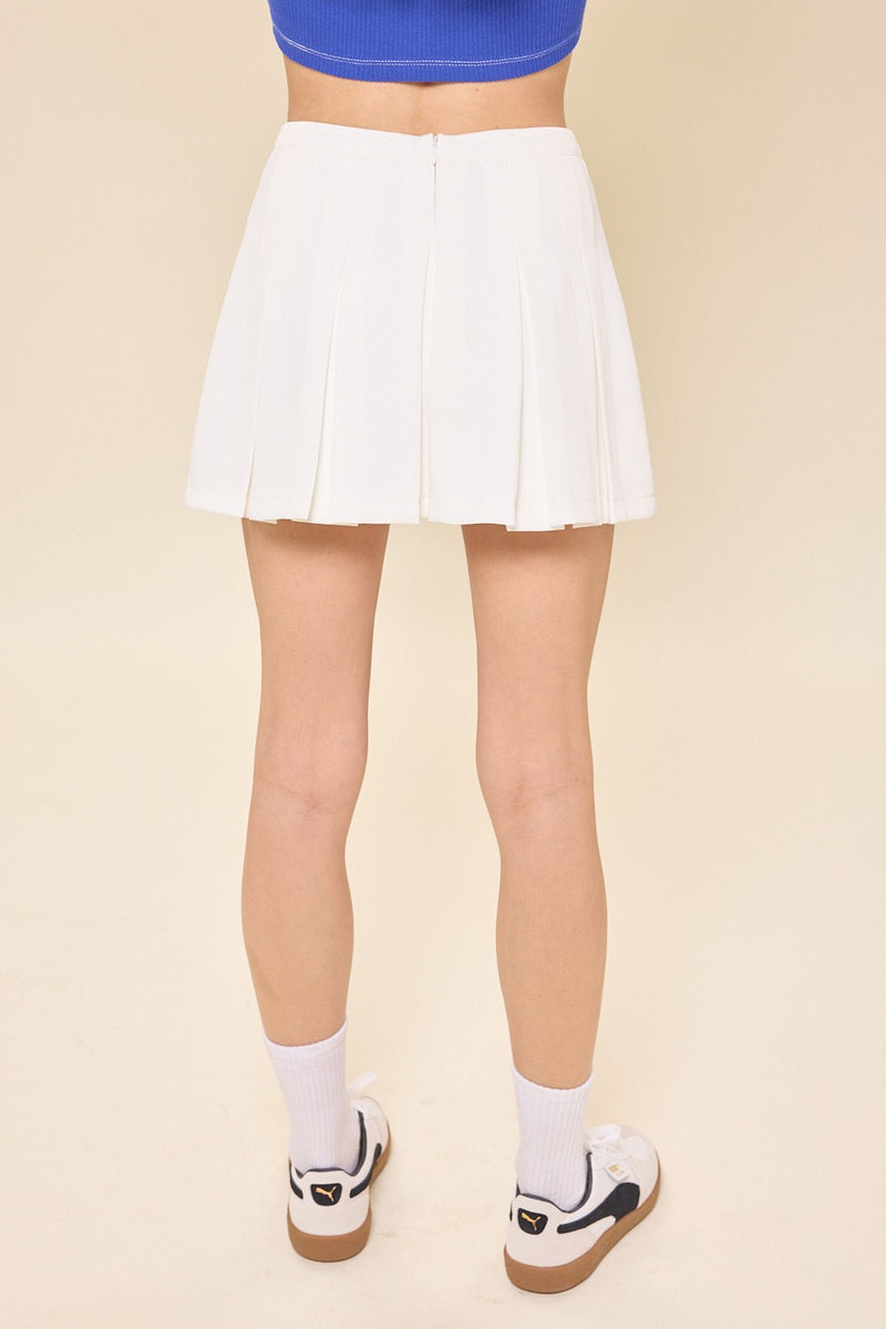 Preppy Pleated Mini Skort, Off White