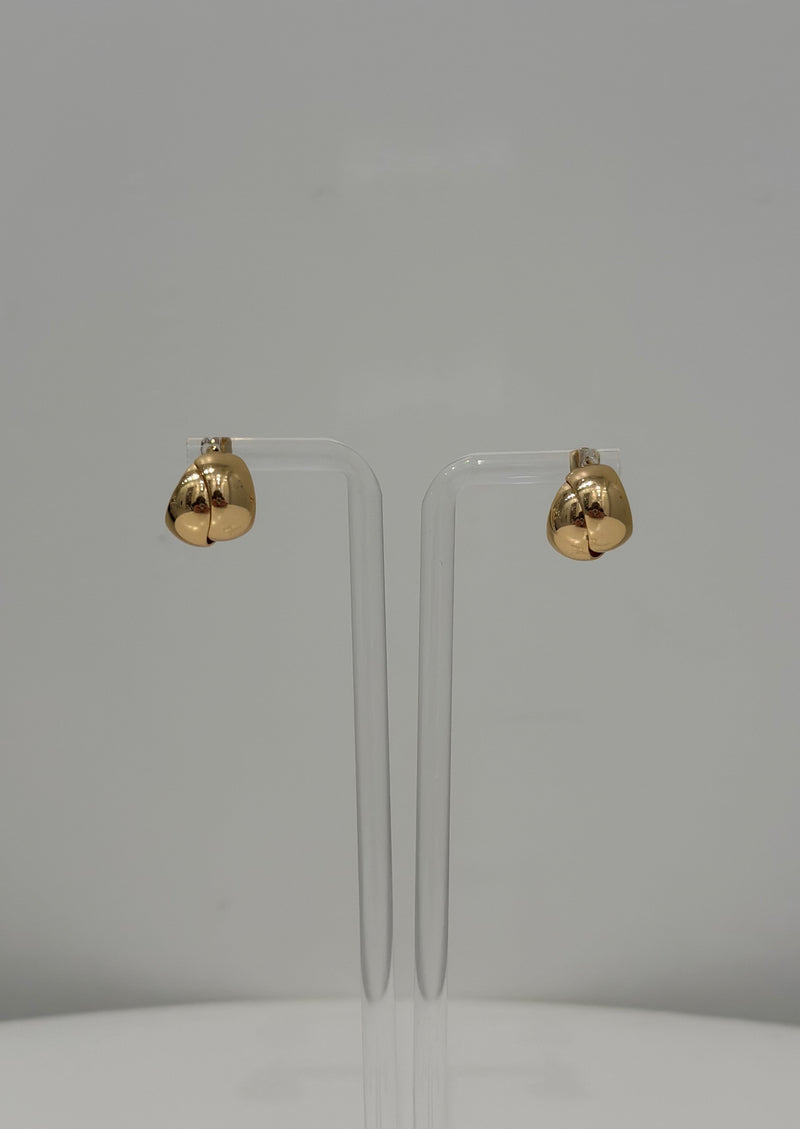 Crossed Crescent Post Earrings, Gold