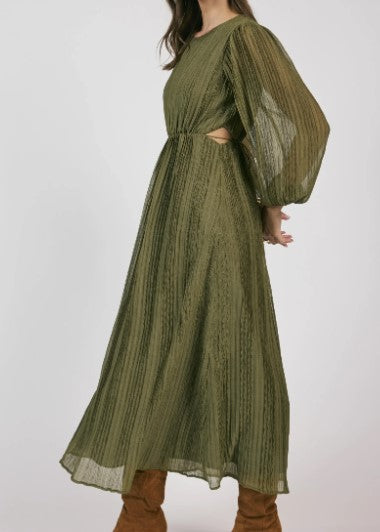 The Poets Cutout Waist Maxi Dress, Green