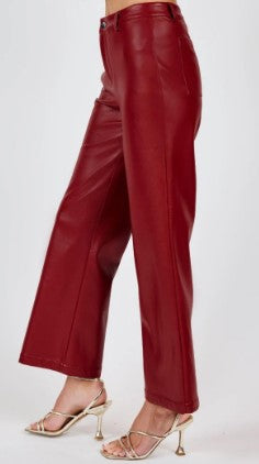 Night Vision Faux Leather Pants, Red